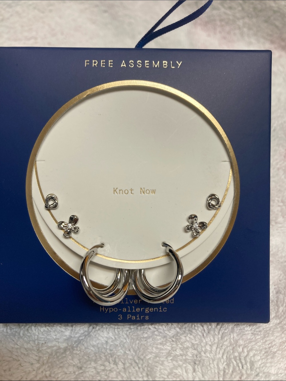 Free Assembly Silver tone 3-Pair Earring Set - Silver